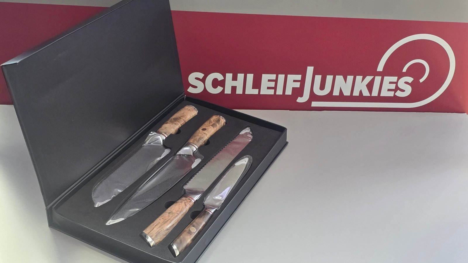 Schleifjunkies Messer-Set bestehend aus 4 Messern ca. 60-63 HRC Damastmesser